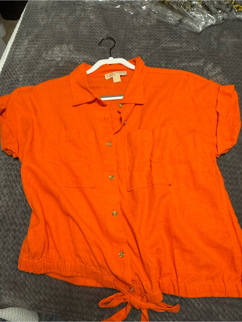 Large MICHAEL Michael Kors Orange Button-Front Polo